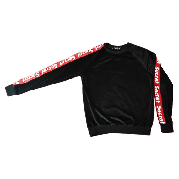 Fishbone fekete plüss női pulóver (méret: XS)