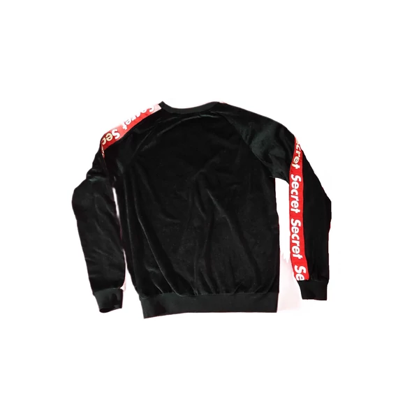 Fishbone fekete plüss női pulóver (méret: XS)