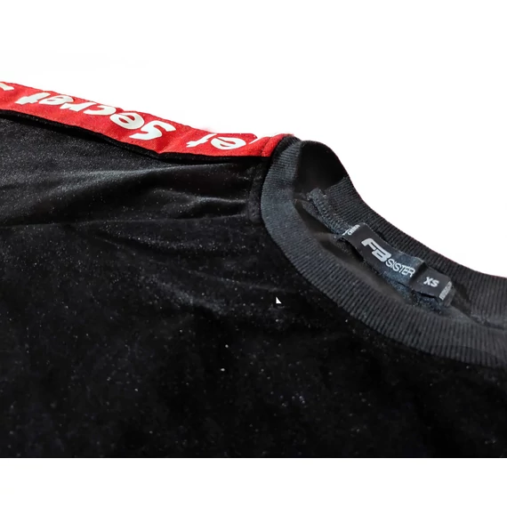 Fishbone fekete plüss női pulóver (méret: XS)