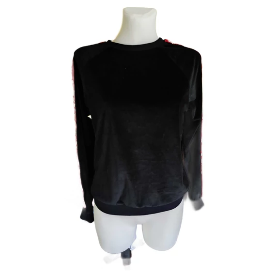 Fishbone fekete plüss női pulóver