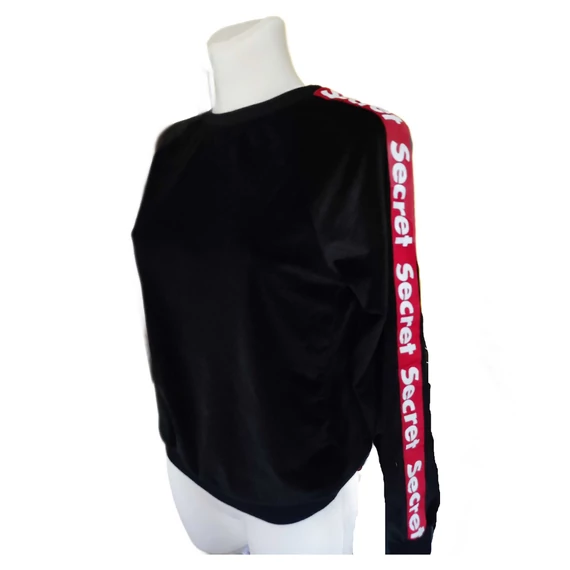 Fishbone fekete plüss női pulóver (méret: XS)