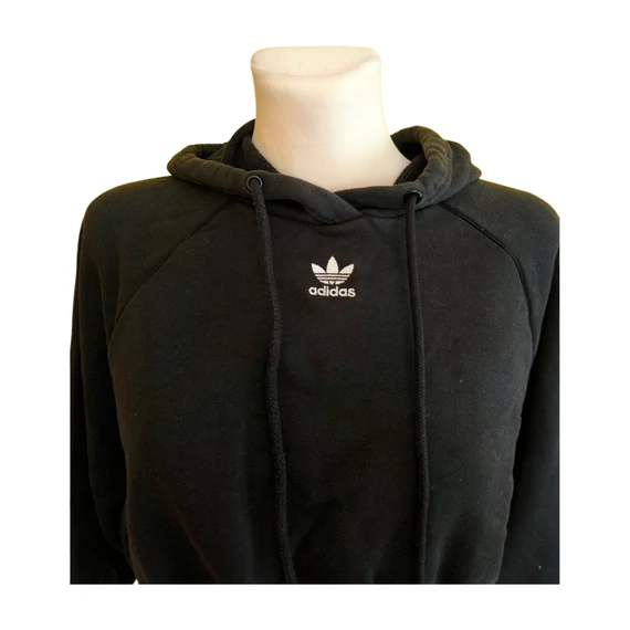 Adidas fekete rövid derekú női sport pulóver 