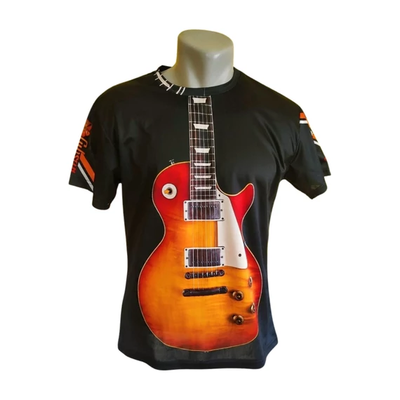 Zoo Todelar fekete gitár mintás férfi póló 