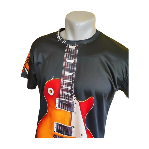 Zoo Todelar fekete gitár mintás férfi póló 