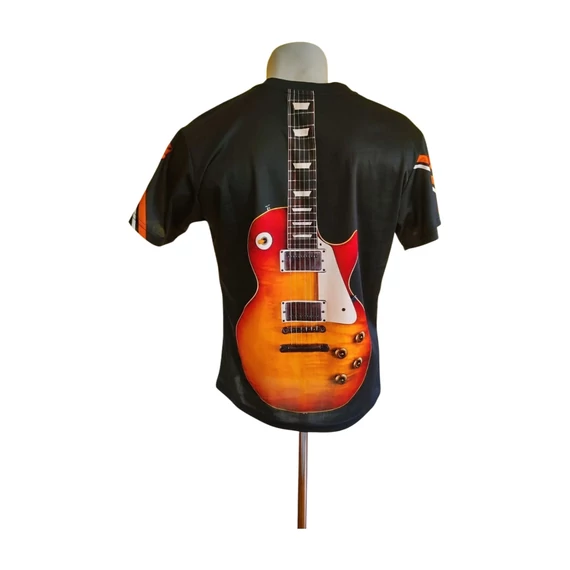 Zoo Todelar fekete gitár mintás férfi póló 