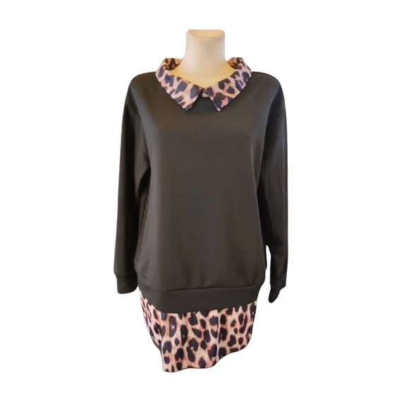 Shein fekete leopárd mintás női pulóver