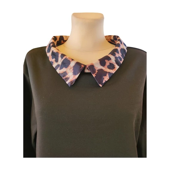 Shein fekete leopárd mintás női pulóver