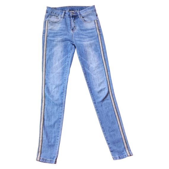 Bonny oldalcsíkos skinny kék női farmernadrág