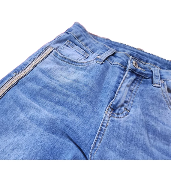 Bonny oldalcsíkos skinny kék női farmernadrág (méret: XS)