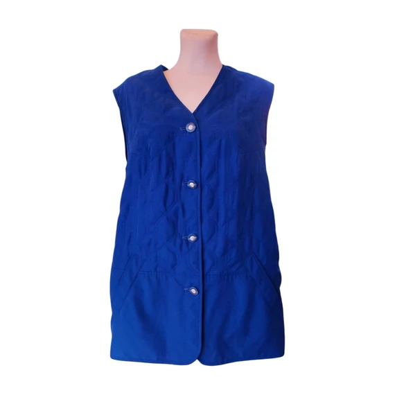 Sötétkék steppelt női mellény