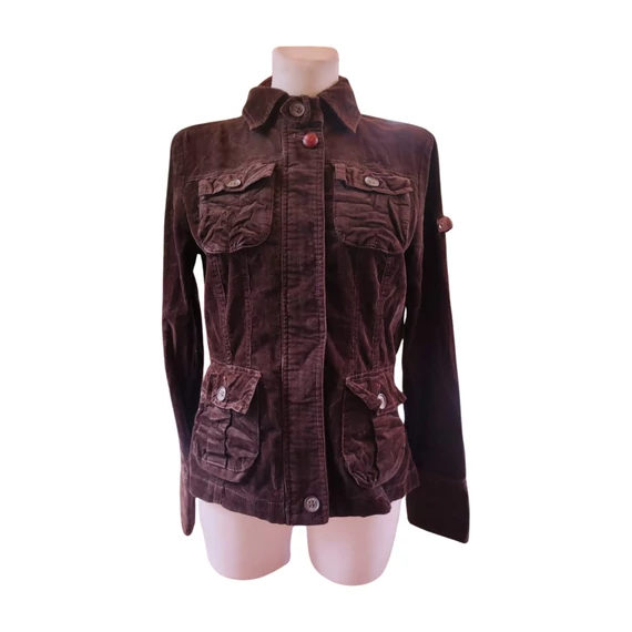 Tom Tailor sötétbarna kordbársony női kabát