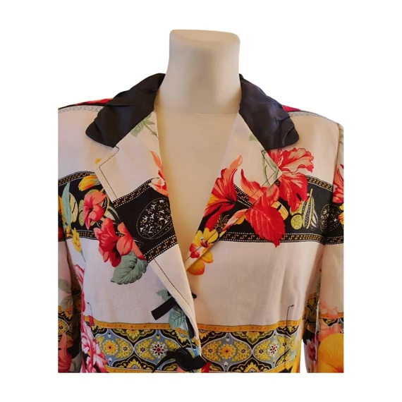 Gabriella Benelli tört fehér mintás női blézer