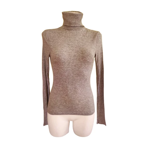 H&M szürke bordázott vékony női pulóver