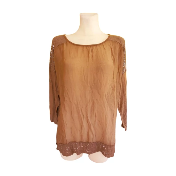 Barna flitteres női felső