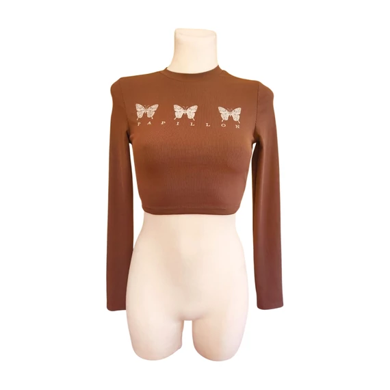 Shein barna pillangó mintás női top