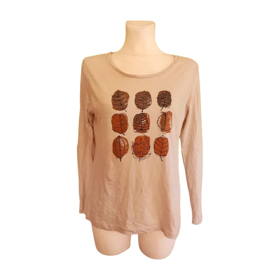 Sa. Hara bézs levél mintás női felső