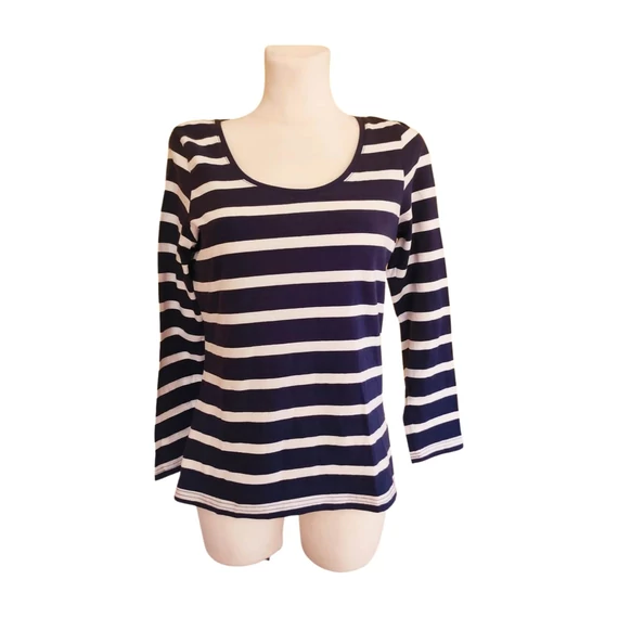 Janina sötétkék csíkos női felső