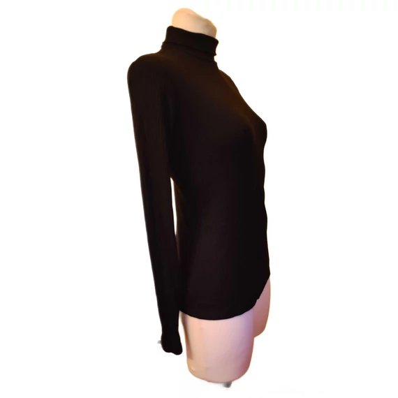 H&M fekete színű bordázott női garbó (méret: S)