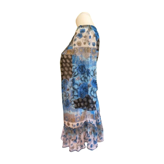 J&D Fashion kék mintás női ruha