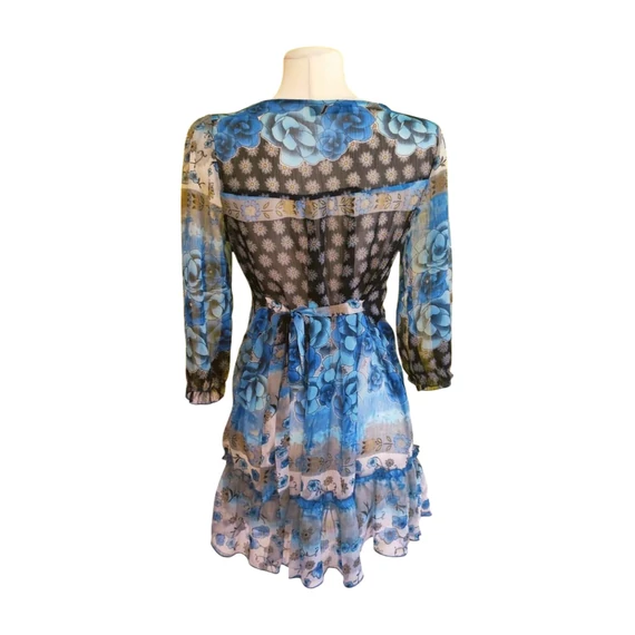 J&D Fashion kék mintás női ruha