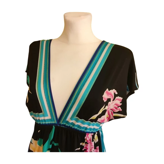 Bershka fekete virágmintás női ruha