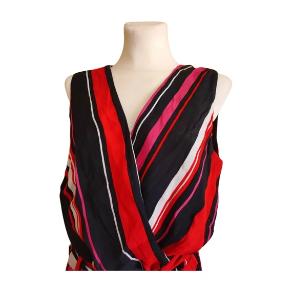 Esprit piros csíkos női nyári overál 