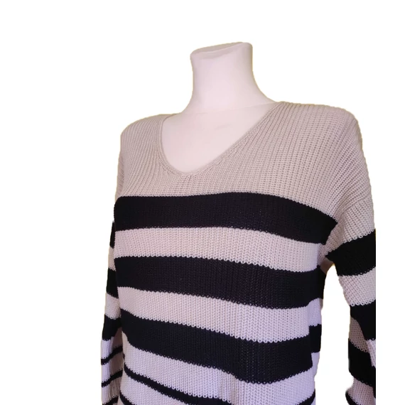 C&A bézs csíkos kötött női ruha (méret: S)