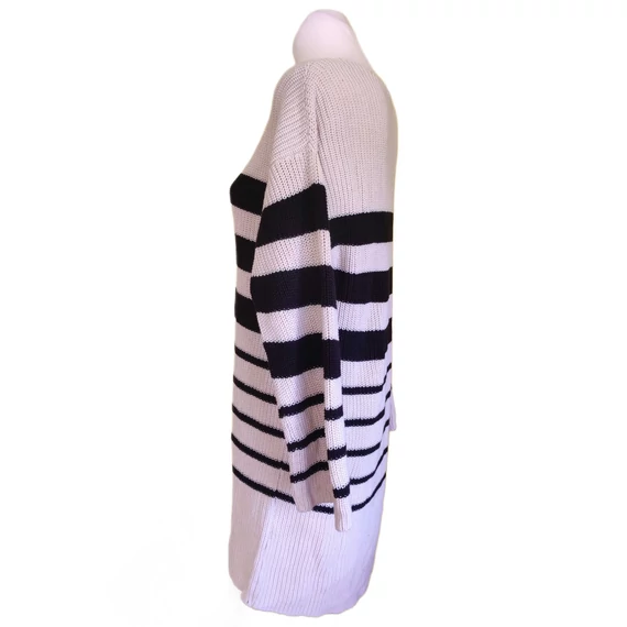 C&A bézs csíkos kötött női ruha (méret: S)