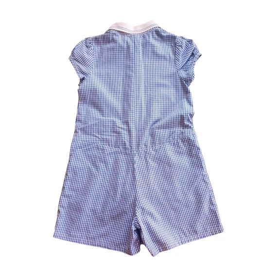 TU világoskék kockás kislány nyári overál