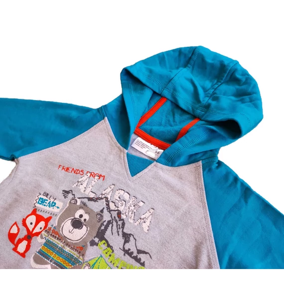 Ergee szürke és kék kapucnis pulóver (méret: 86)