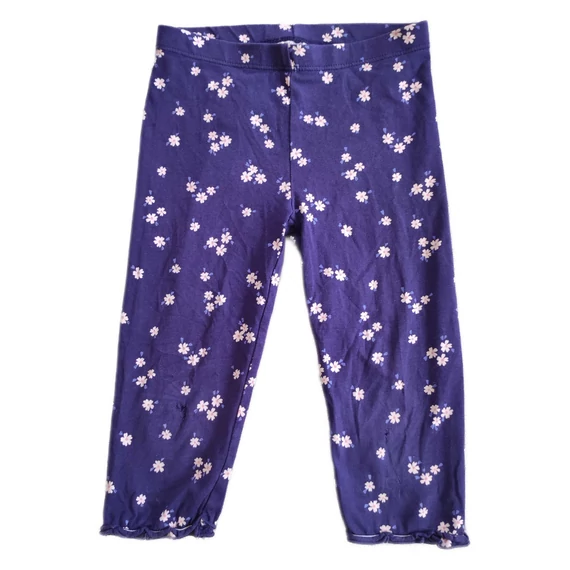C&A sötétkék virágmintás kislány 3/4-es leggings