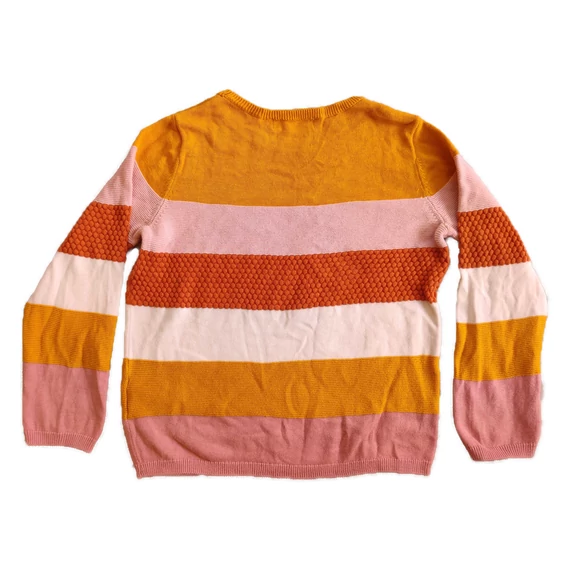 H&M barna és rózsaszín csíkos kislány pulóver (méret: 110/116)