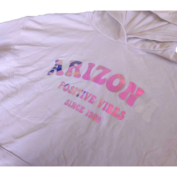 C&A fehér feliratos lány kapucnis pulóver (méret: 158/164)