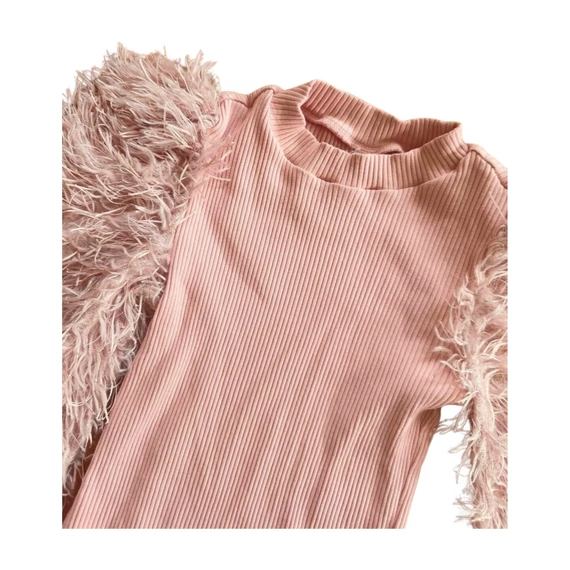 Shein rózsaszín lány szőrös ujjú ruha