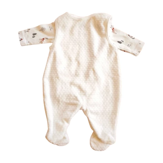 C&A fehér pingvines baba body és rugdalózó szett