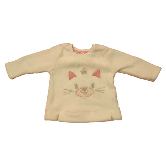 Ergee fehér plüss cicás baba pulóver