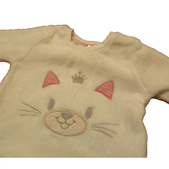 Ergee fehér plüss cicás baba pulóver (méret: 68)