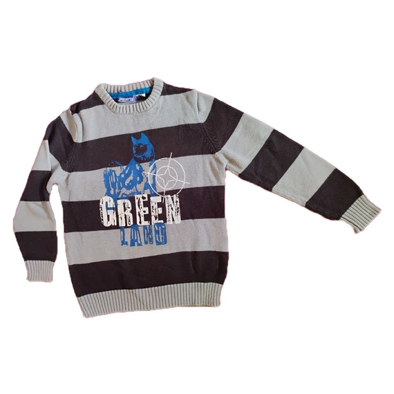 Pepperts! szürke csíkos kötött kisfiú pulóver 