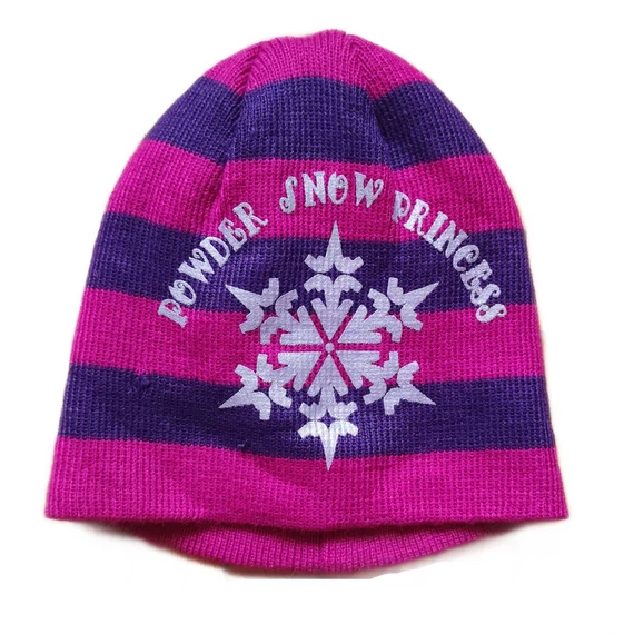 KIK sötétkék és lila csíkos kötött sapka