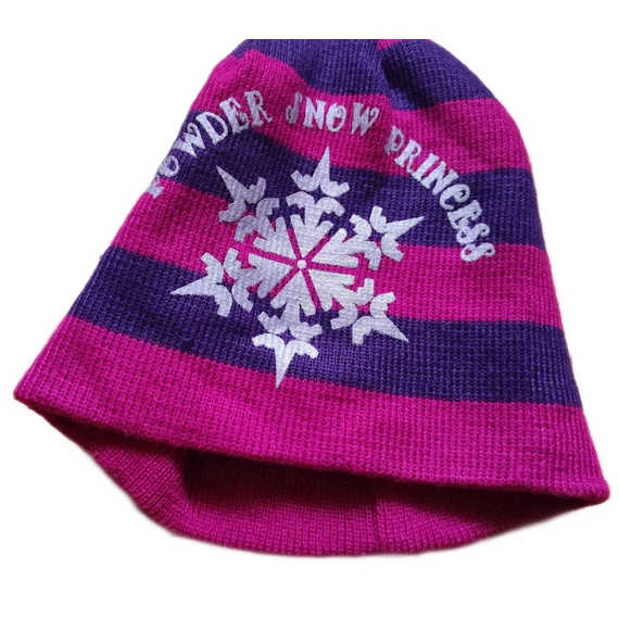 KIK sötétkék és lila csíkos kötött sapka (méret: 68/74)