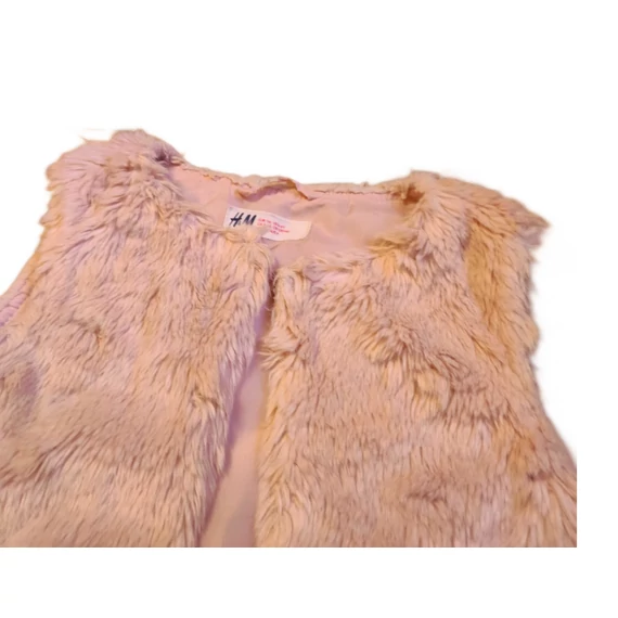 H&M rózsaszín szőrös kislány mellény (méret: 116)