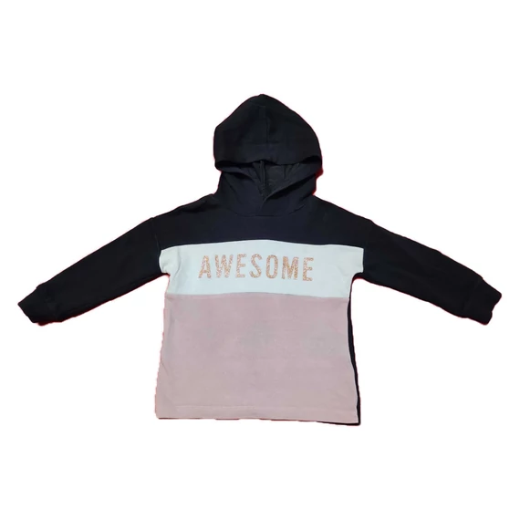 H&M sötétkék feliratos kislány kapucnis pulóver