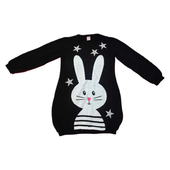 Dopodopo fekete kötött nyuszis kislány pulóver 