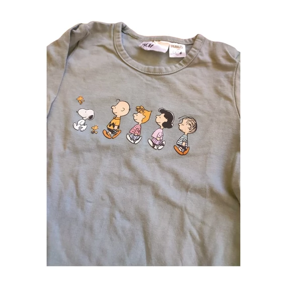 H&M világos zöld Snoopy mintás rugdalózó (méret: 74)