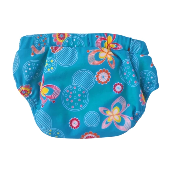Kauz kék virágmintás baba úszóbugyi