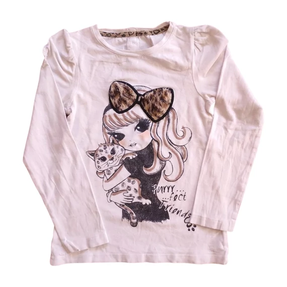 C&A fehér mintás kislány hosszú ujjú felső