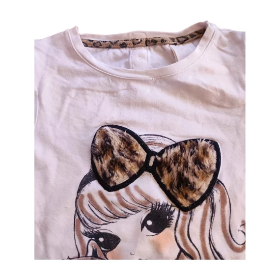 C&A fehér mintás kislány hosszú ujjú felső