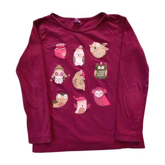 Dopodopo bordó baglyos kislány hosszú ujjú felső