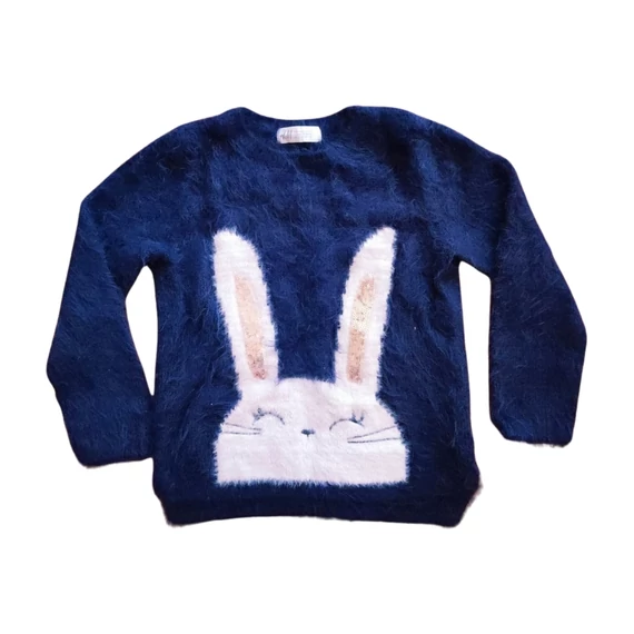 H&M sötétkék nyuszis kislány pulóver