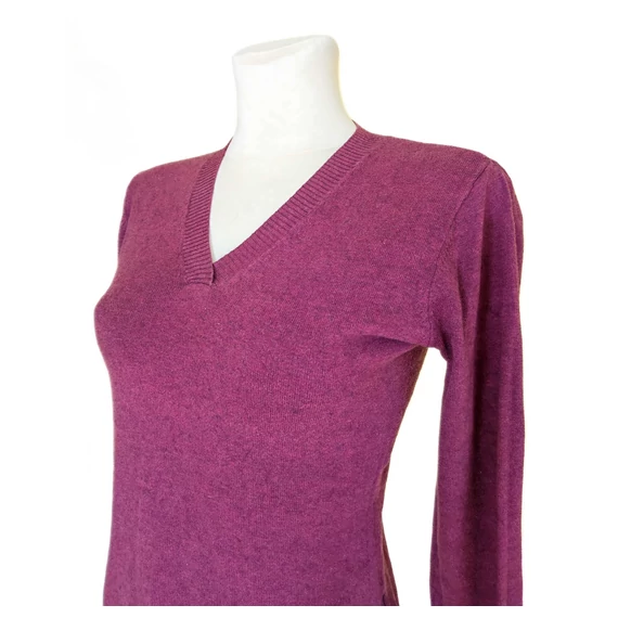 H&M V-nyakú bordó női pulóver (méret: S)
